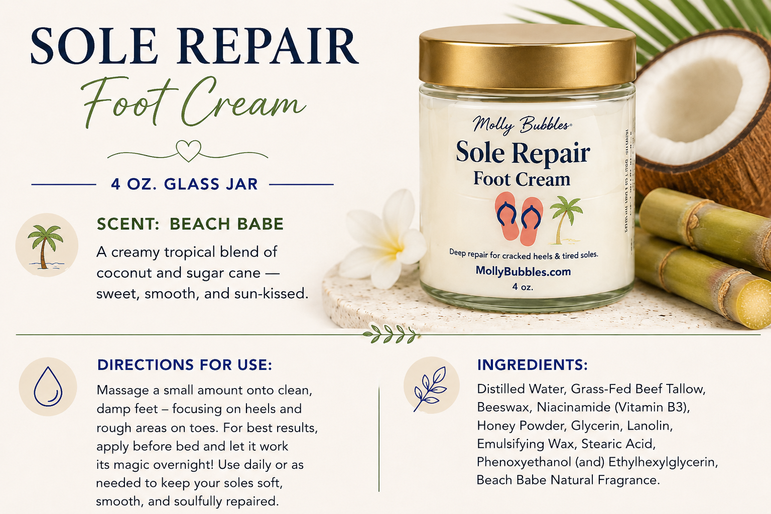 Sole Repair - Foot Cream 4oz Glass jar