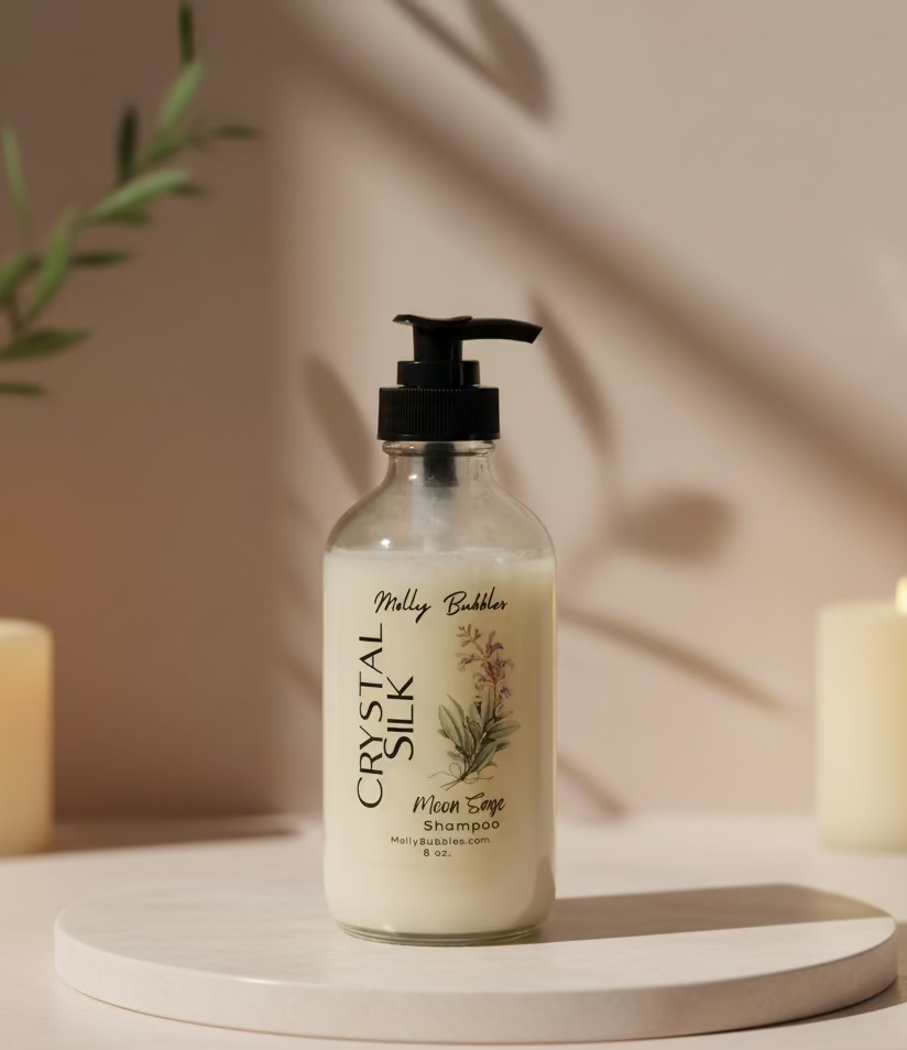 Crystal Silk Shampoo - 8 oz Glass Bottle