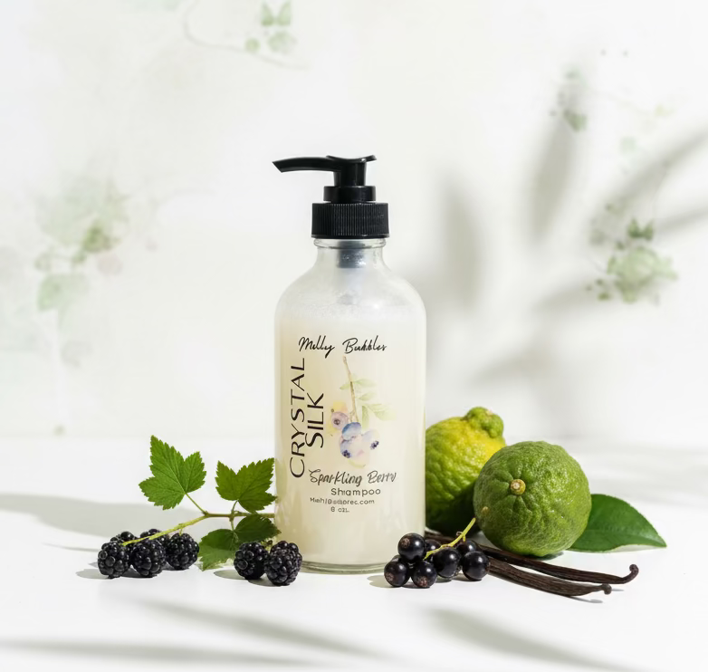 Crystal Silk Shampoo - 8 oz Glass Bottle