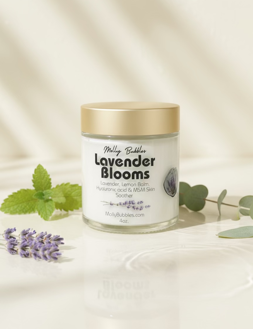 Lavender Blooms - Face & Body -Lavender, Lemon Balm, Hyaluronic Acid (MSM Skin Soother)