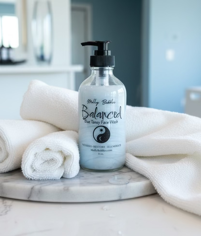 'Balanced' Blue Tansy Face Wash (8 oz. Glass Bottle)