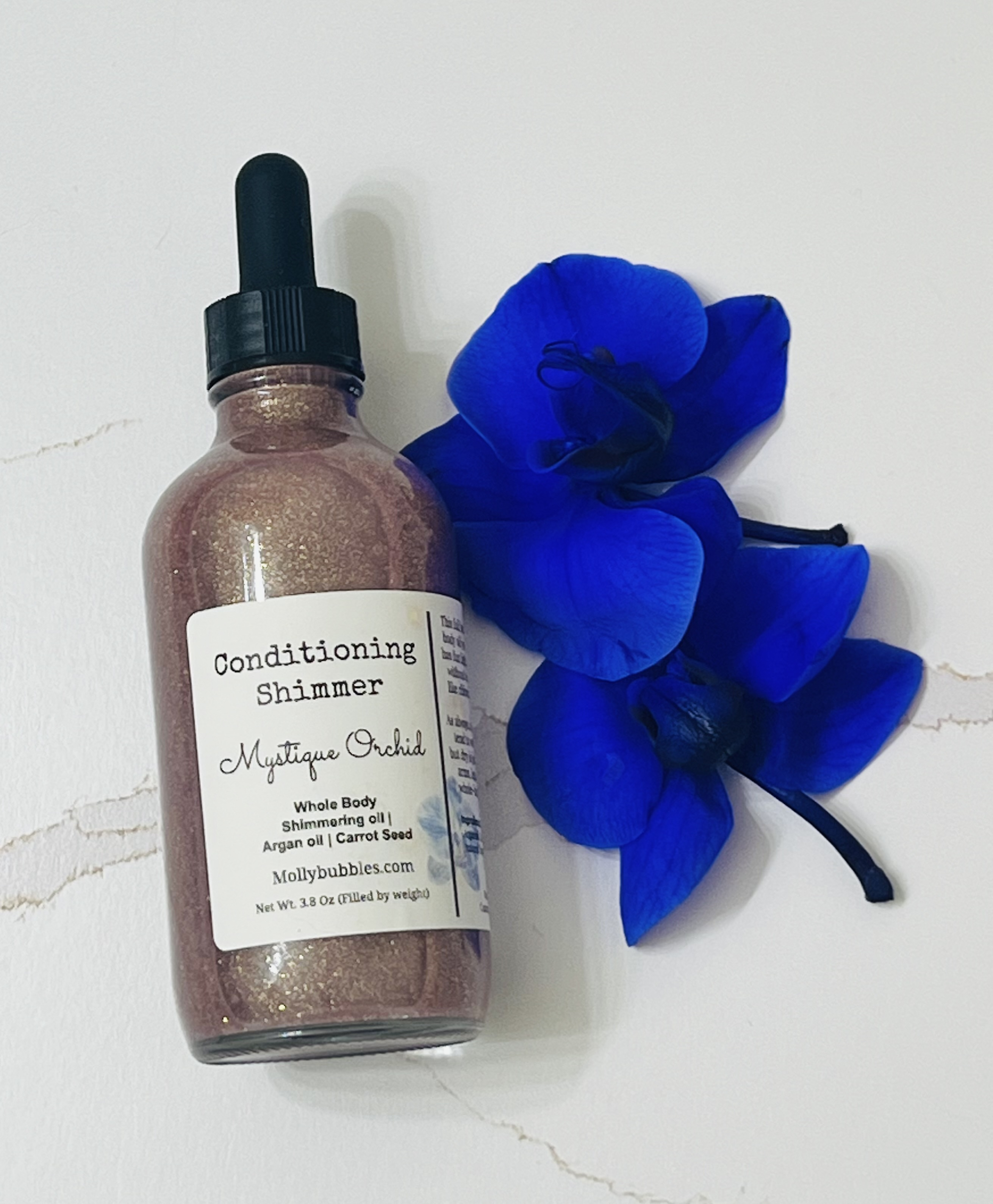 Conditioning Shimmer - Mystique Orchid (Whole Body Shimmering oil | Argan oil | Carrot Seed oil | Vitamin E)